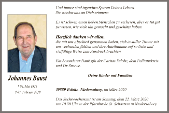 Traueranzeige von Johannes Baust von MZV