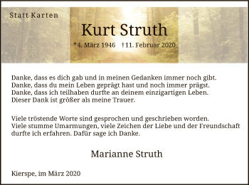 Traueranzeige von Kurt Struth von MZV