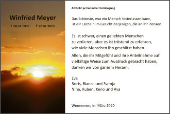 Traueranzeige von Winfried Meyer von MZV