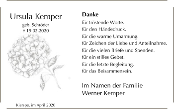 Traueranzeige von Ursula Kemper von WA