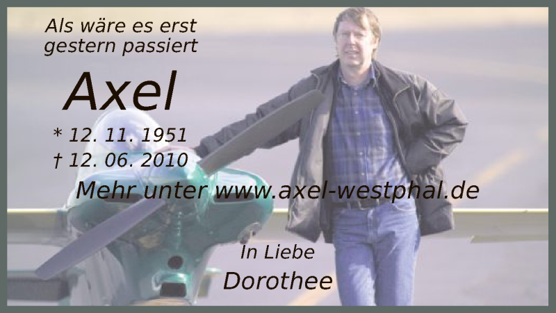  Traueranzeige für Axel Westphal vom 12.06.2020 aus WA