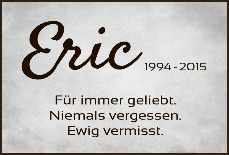  Traueranzeige für Eric Gehrmann vom 21.10.2021 aus  WA