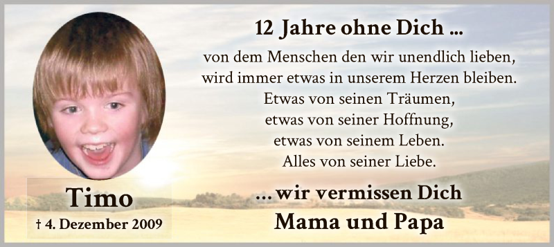  Traueranzeige für Timo  vom 04.12.2021 aus WA
