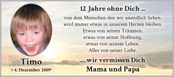 Traueranzeige von Timo  von WA