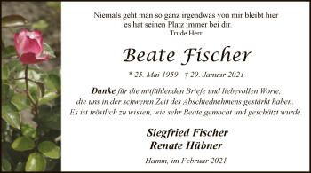Traueranzeige von Beate Fischer von WA