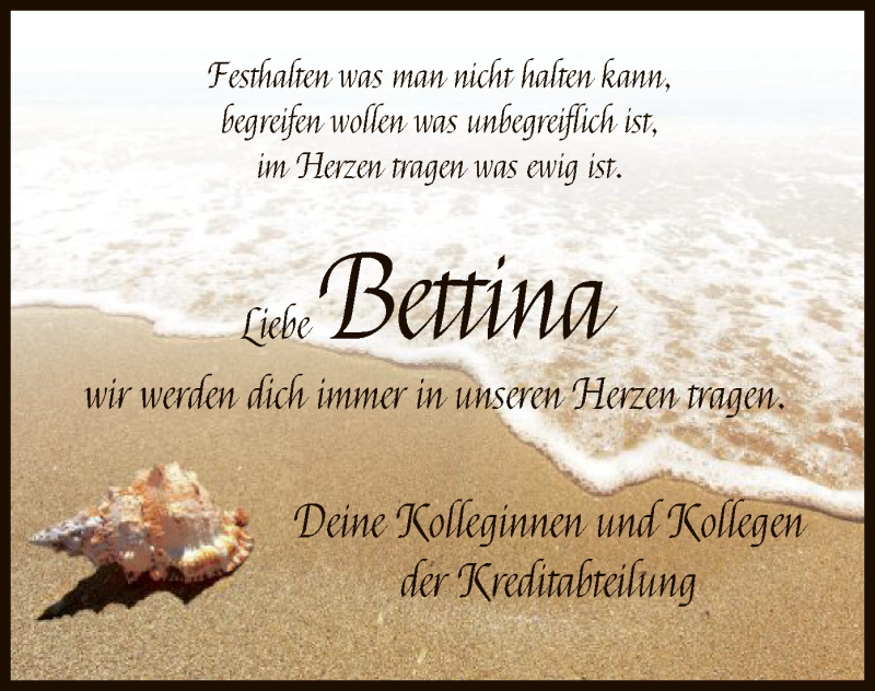  Traueranzeige für Bettina Kampert vom 06.02.2021 aus WA