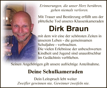 Traueranzeige von Dirk Braun von WA