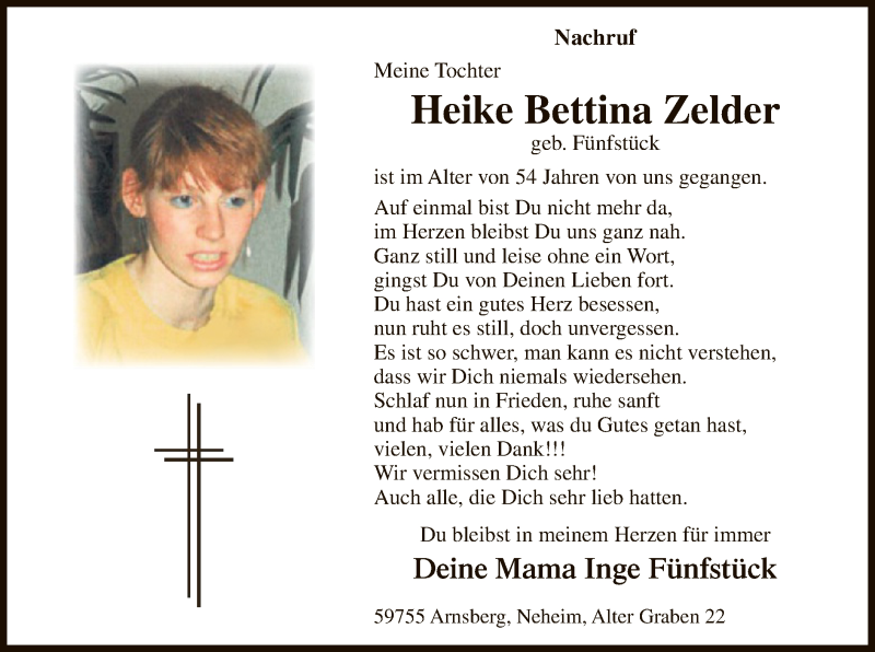  Traueranzeige für Heike Bettina Zelder vom 27.02.2021 aus WA