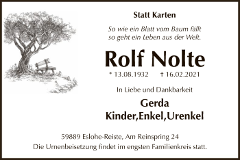 Traueranzeige von Rolf Nolte von WA
