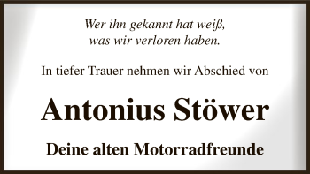 Traueranzeige von Antonius Stöwer von WA