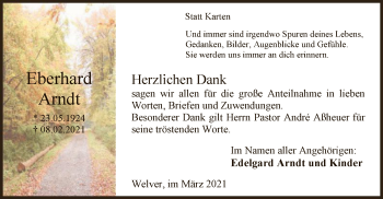 Traueranzeige von Eberhard Arndt von WA