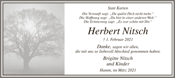Traueranzeige von Herbert Nitsch von WA