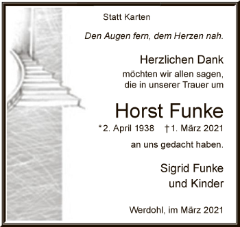 Traueranzeige von Horst Funke von WA