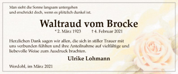 Traueranzeige von Waltraud vom Brocke von WA