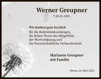 Traueranzeige von Werner Greupner von WA