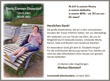 Traueranzeige von Doris Cramer-Dienstorf von WA