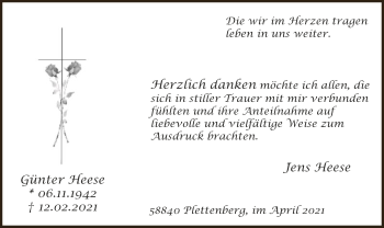 Traueranzeige von Günter Heese von WA