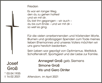 Traueranzeige von Josef Groß von WA