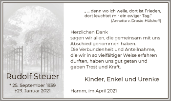 Traueranzeige von Rudolf Steuer von WA