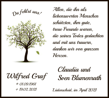 Traueranzeige von Wilfred Graf von WA