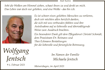 Traueranzeige von Wolfgang Jentsch von WA