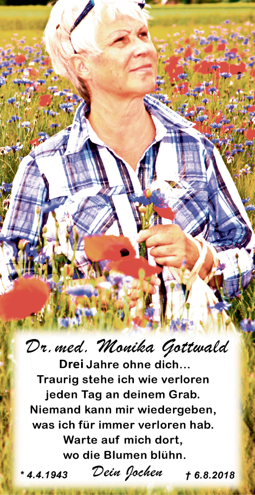  Traueranzeige für Monika Gottwald vom 06.08.2021 aus MZV