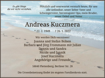 Traueranzeige von Andreas Kuczmera von WA