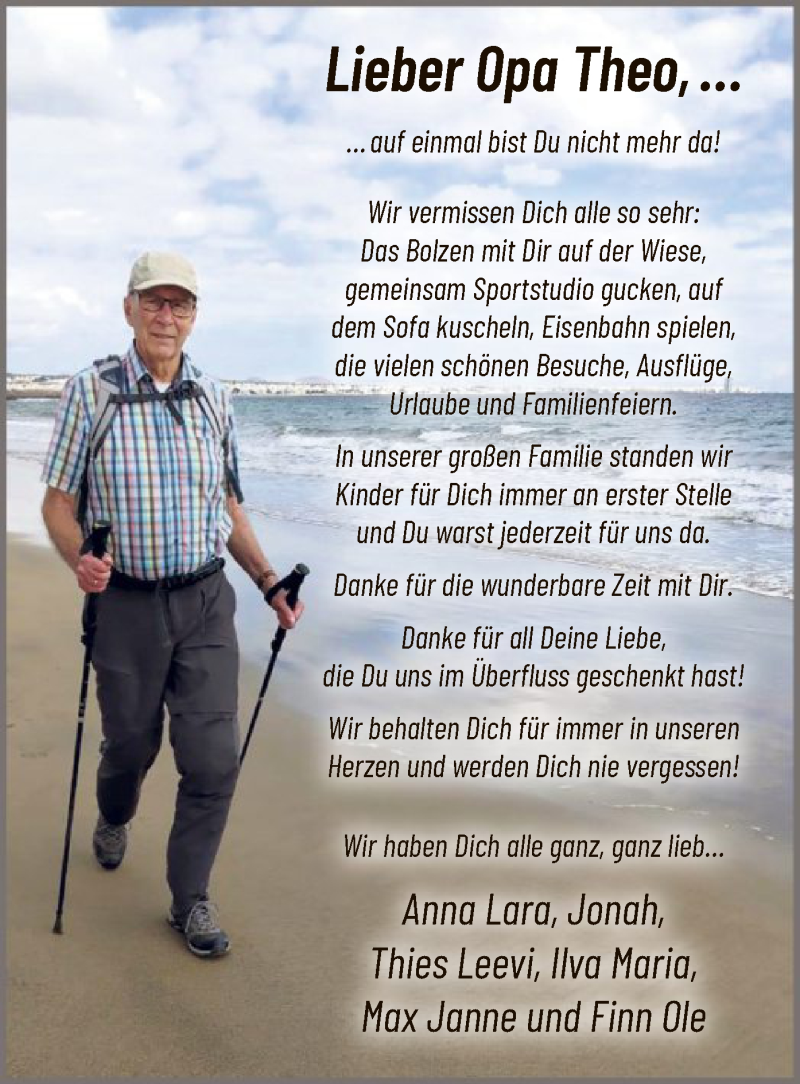  Traueranzeige für Theo Vollmert vom 29.01.2022 aus WA