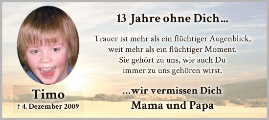Traueranzeige von Timo  von WA