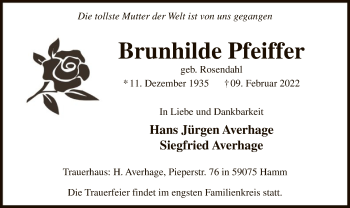 Traueranzeige von Brunhilde Pfeiffer von WA