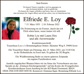 Traueranzeige von Elfriede E. Loy von WA
