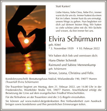 Traueranzeige von Elvira Schürmann von WA