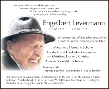 Traueranzeige von Engelbert Levermann von WA