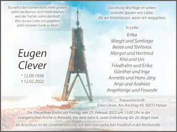 Traueranzeige von Eugen Clever von WA