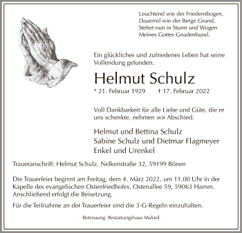 Traueranzeige von Helmut Schulz von WA