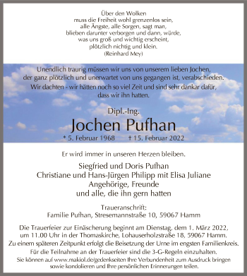Traueranzeige von Jochen Pufhan von WA