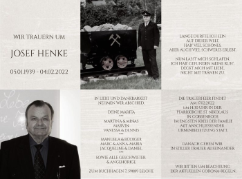 Traueranzeige von Josef Henke von WA