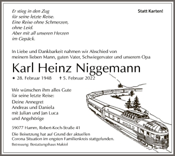 Traueranzeige von Karl Heinz Niggemann von WA