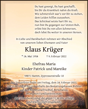 Traueranzeige von Klaus Krüger von WA