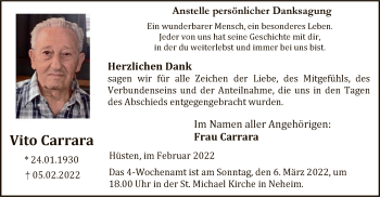 Traueranzeige von Vito Carrara von WA
