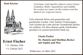 Traueranzeige von Ernst Fischer von WA