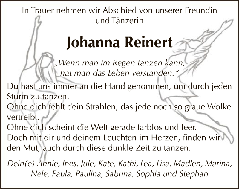  Traueranzeige für Johanna Reinert vom 19.03.2022 aus WA