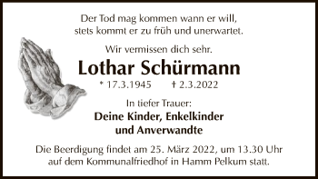 Traueranzeige von Lothar Schürmann von WA