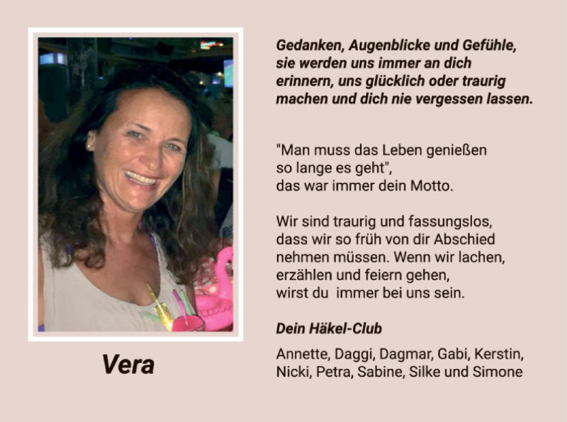  Traueranzeige für Vera Vente vom 12.03.2022 aus WA