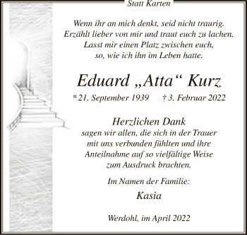 Traueranzeige von Eduard Kurz von WA