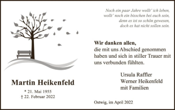 Traueranzeige von Martin Heikenfeld von WA