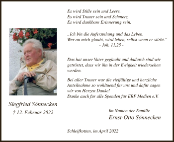 Traueranzeige von Siegfried Sönnecken von WA
