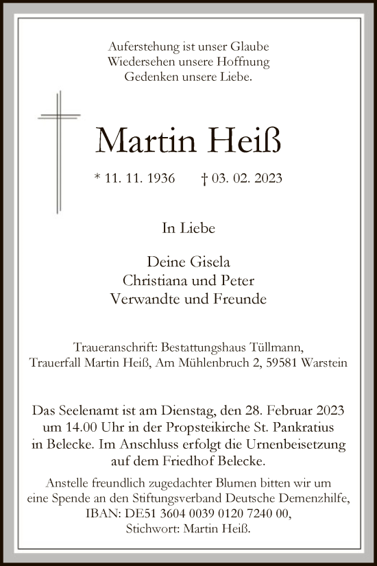 Traueranzeige von Martin Heiß von WA