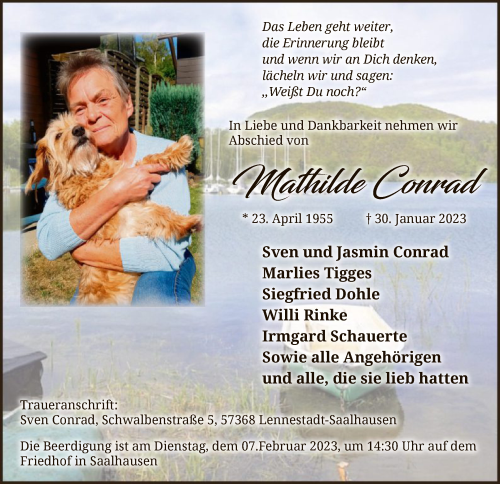 Traueranzeigen Von Mathilde Conrad Trauernrw 0605