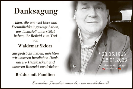 Traueranzeige von Waldemar Sklorz von WA
